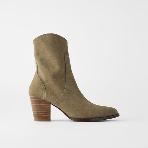 Zara Shoes - ZARA taupe suede western ankle boots Sz 36